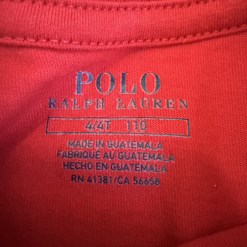 NWT Polo Ralph Lauren Boys 4T American Flag Graphic T-Shirt Red Cotton Classic - Picture 5 of 7